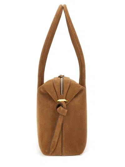 Yuzefi Rectangular Suede Double Handles Shoulder Bag In Brown