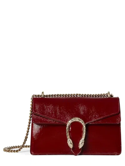 Gucci Structured Flap Shoulder Bag Chain In Burgundy