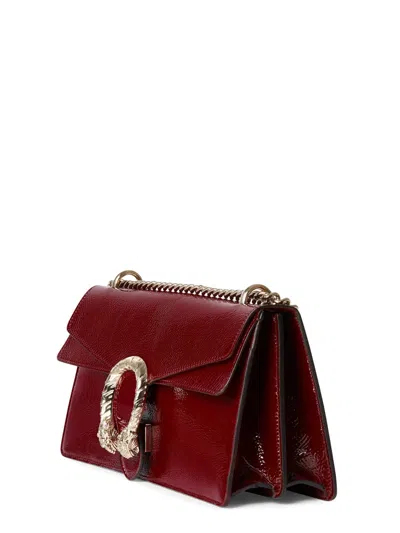 Gucci Structured Flap Shoulder Bag Chain In Burgundy