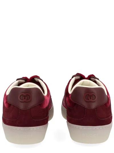 Gucci Velvet Sneakers With Nylon Insert And Suede In Burgundy