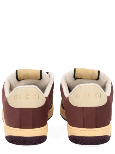Gucci Leather And Gg Sneakers With Side Stripes In Multi