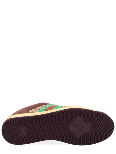 Gucci Leather And Gg Sneakers With Side Stripes In Multi