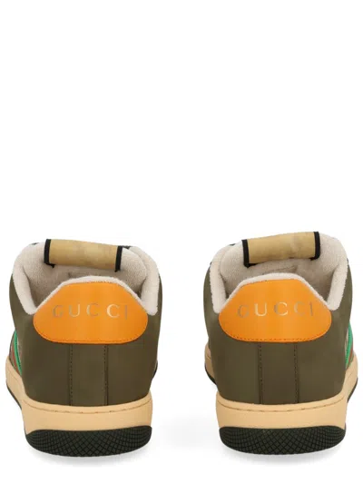 Gucci Men Screener Low-top Leather And Gg Supreme Fabric Sneakers In Multi