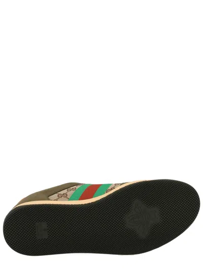 Gucci Men Screener Low-top Leather And Gg Supreme Fabric Sneakers In Multi