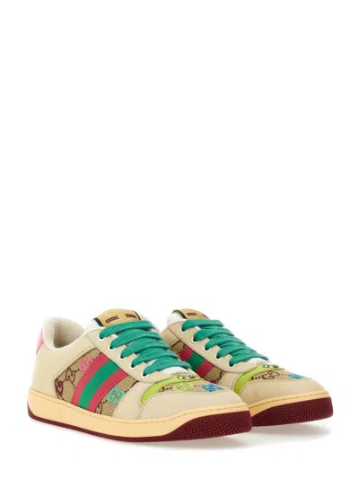 Gucci Screener Trainer In Gg Fabric And Multicolour Details In Multi