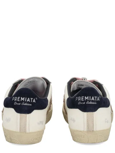 Premiata Sneakers Featuring Contrast Heel Tab And Laces In White