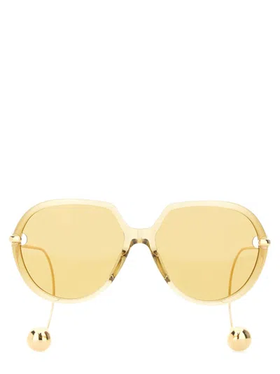 Bottega Veneta Square "drop" Sunglasses Unisex In Gold