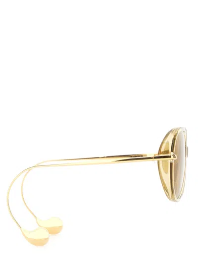Bottega Veneta Square "drop" Sunglasses Unisex In Gold