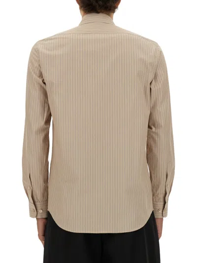 Dries Van Noten Striped Long Sleeve Shirt With Button-down Collar In Neutral