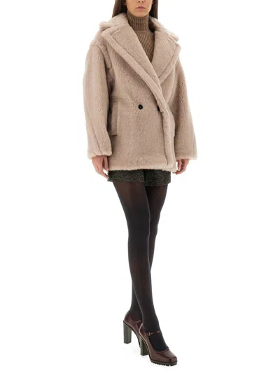 Max Mara Double-breasted Wool Jacket Notched Lapels In Neutral