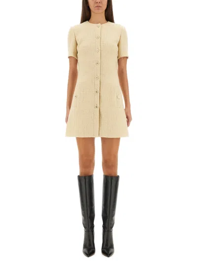 Gucci Women Wool Tweed Short Dress In Neutral