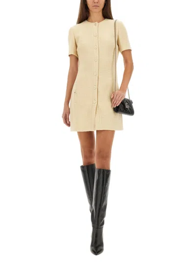 Gucci Women Wool Tweed Short Dress In Neutral