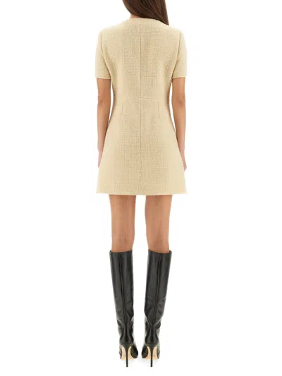 Gucci Women Wool Tweed Short Dress In Neutral