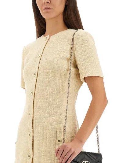 Gucci Women Wool Tweed Short Dress In Neutral