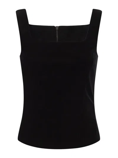 Max Mara Fitted Sleeveless Top Square Neckline In Black