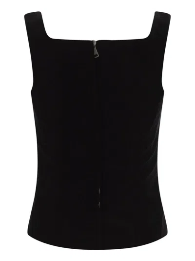 Max Mara Fitted Sleeveless Top Square Neckline In Black