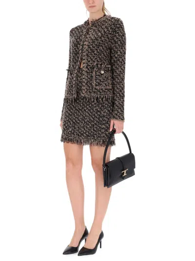 Fabiana Filippi Tweed And Sequin Jacket In Brown