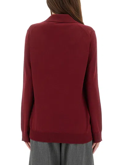 Gucci Women Ultrafine Wool Polo Shirt In Burgundy