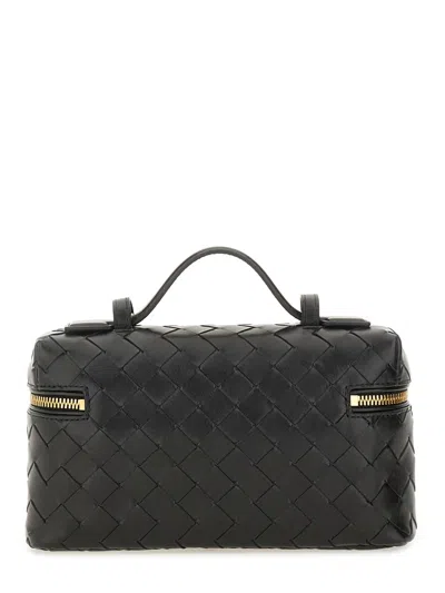 Bottega Veneta Women Bang Bang Leather Vanity Case With Intrecciato Motif In Black