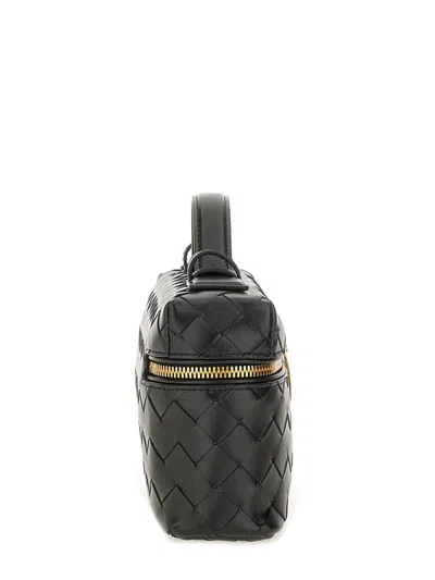 Bottega Veneta Women Bang Bang Leather Vanity Case With Intrecciato Motif In Black