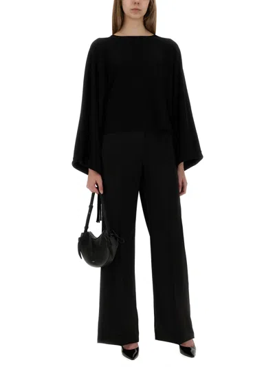 Max Mara Wide Pants "fernet" In Black