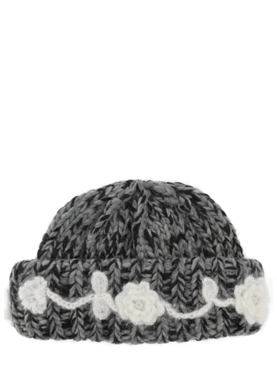 Ganni Women Wool Cap In Gray