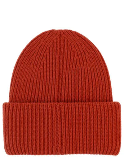 Moncler Logo Wool And Cashmere Beanie In Red