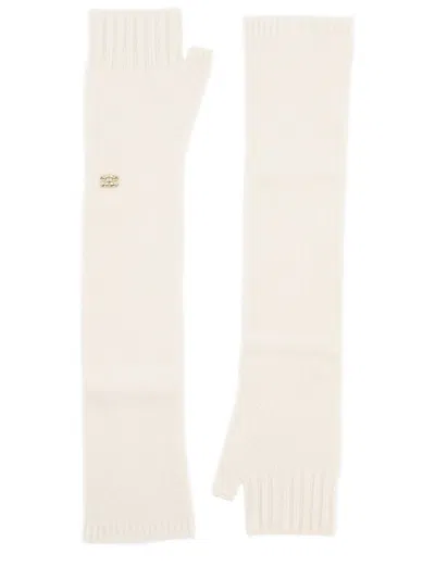 Ganni Women Wool Gloves. In Neutral