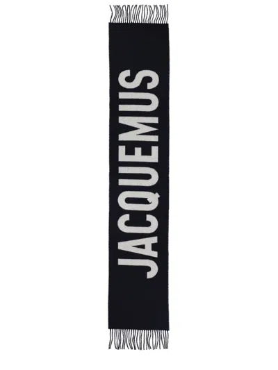 Jacquemus Women Scarf With Embroidered Logo In Black