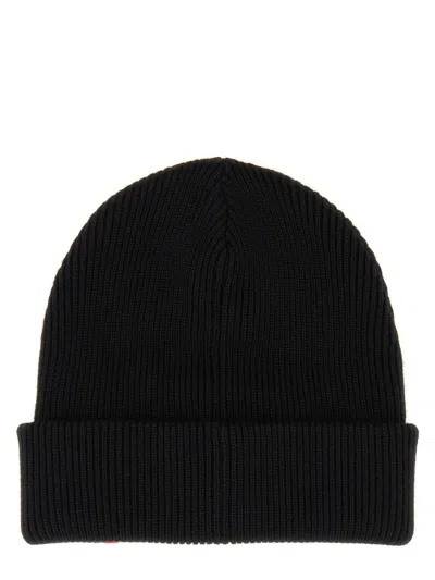 Gucci L Beanie Hat With Web Detail In Black