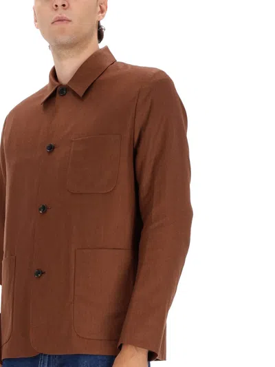 Paul Smith Long Sleeve Jacket With Collared Neck And Pockets In Brown