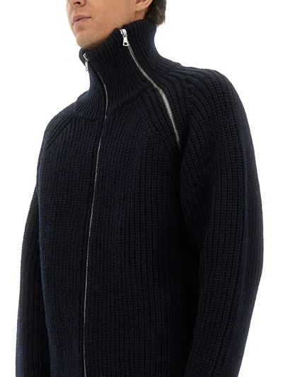 Dries Van Noten Wool Sweater With High Collar And Zipper In Black