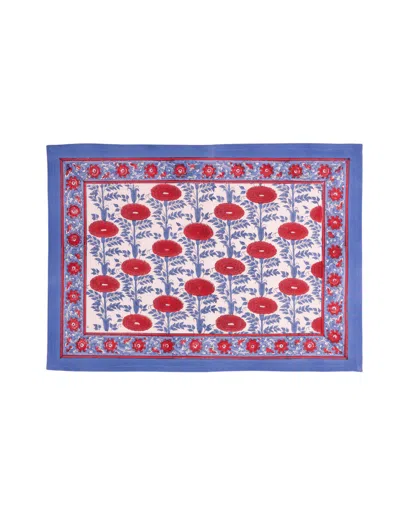 Inner Child Blue / Red Araminta Blockprint Placemat, Set Of Two In Blue