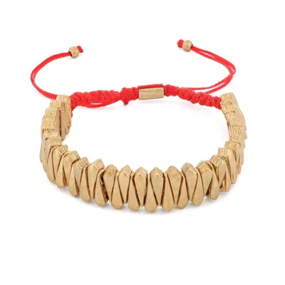 Ebru Jewelry Women's Gold / Red Warrior's Luck Red Gold Unisex Bracelet - Red In Gold