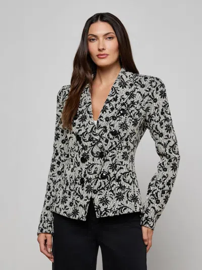 L'agence Bethany Flocked Tweed Blazer In Multi