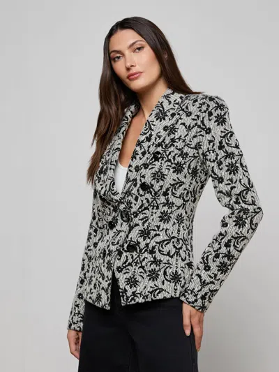 L'agence Bethany Flocked Tweed Blazer In Multi