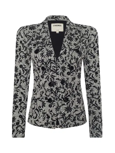 L'agence Bethany Flocked Tweed Blazer In Multi