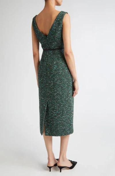 Erdem Sleeveless Tweed Sheath Dress In Green