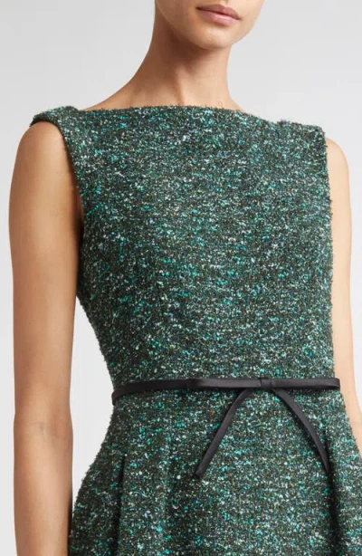Erdem Sleeveless Tweed Sheath Dress In Green