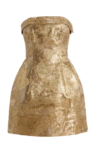 Simkhai Ariani Metallic-jacquard Bustier Mini Dress In Gold