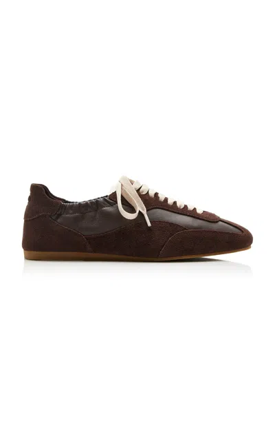 Simkhai Eden Elasticized Leather Sneakers In Brown