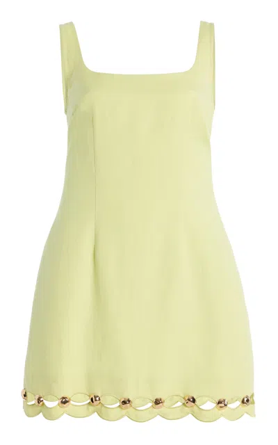 Simkhai Lindley Embellished Cutout Linen-blend Midi Dress In Green