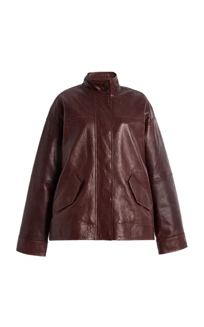 Simkhai Hartley Leather Jacket In Burgundy