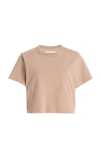 Les Tien Daria Cropped Cotton T-shirt In Brown