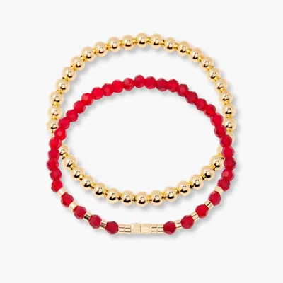 Brook & York Brook And York Makenna Set Of 2 Birthstone Beaded Stretch Bracelets In Gold
