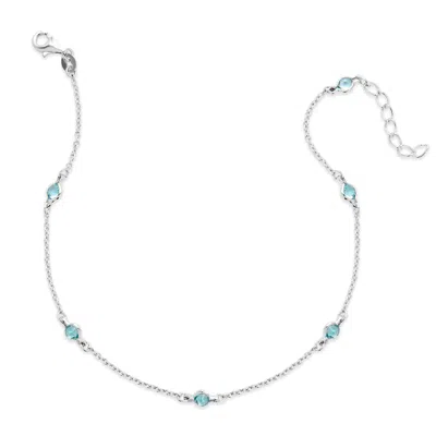 Evesaddiction Sparkling Blue Topaz Czs Studded Chain Anklet In Gray