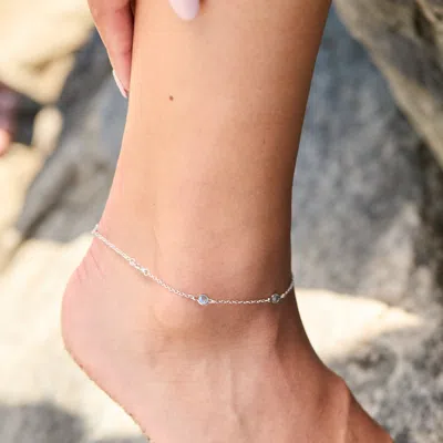 Evesaddiction Sparkling Blue Topaz Czs Studded Chain Anklet In Gray