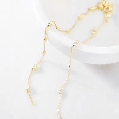 Evesaddiction Gold Czs Studded Chain Anklet In Gold