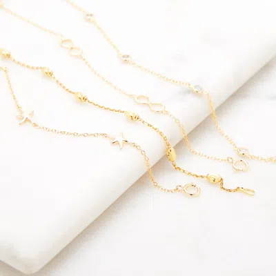 Evesaddiction Gold Czs Studded Chain Anklet In Gold