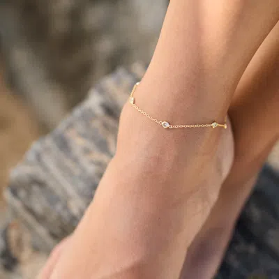 Evesaddiction Gold Czs Studded Chain Anklet In Gold